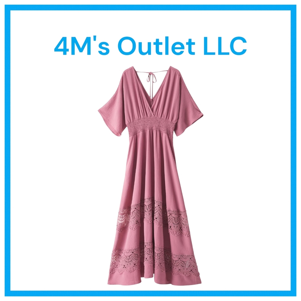 Chic Mauve Maxi Dress with Lace Accents